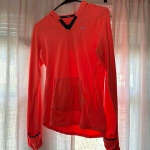 Nike Vibrant Salmon Dry Fit Running Long Sleeve Hooded Top